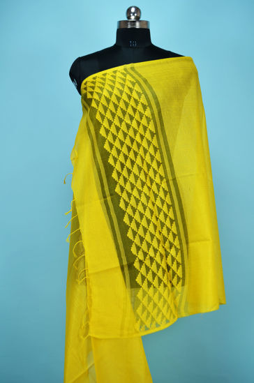 Picture of Lemon Yellow Matka Silk Dupatta