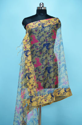 Picture of Beige and Pink Floral Organza Dupatta