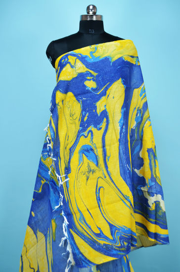 Picture of Multicolour Linen Dupatta with Marble Print
