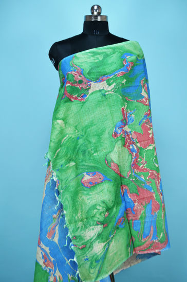 Picture of Multicolour Linen Dupatta with Marble Print