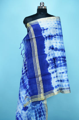 Picture of Royal Blue Shibori Print Bhagalpuri Silk Dupatta