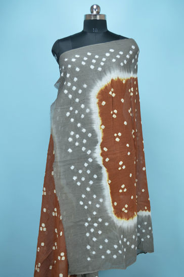 Picture of Brown and Grey Cotton Bandhani Dupatta
