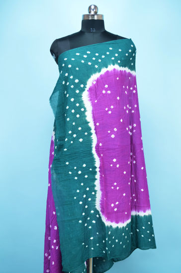 Picture of Magenta and Peacock Green Cotton Bandhani Dupatta
