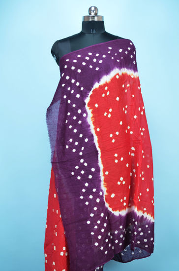 Picture of Red and Purple Cotton Bandhani Dupatta