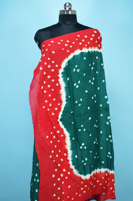 Picture of Bottle Green and Red  Cotton Bandhani Dupatta