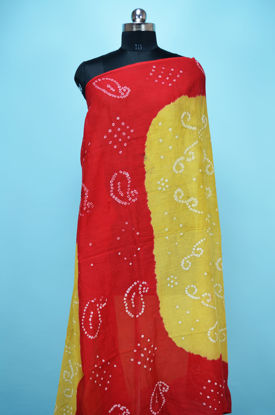 Picture of Gold and Brick Red Cotton Bandhani Dupatta
