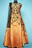 Picture of Full Length Orange and Black Silk Embroidery Work Gown Set