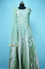 Picture of Full Length Neutral Green Silk Heavy Embroidery Work Gown Set