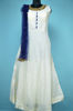 Picture of Full Length White and Navy Blue Chanderi Neck Embroidery Work Gown Set