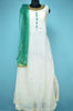 Picture of Full Length White and Green Chanderi Neck Embroidery Work Gown Set