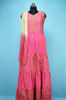 Picture of Full Length Peach and Nude Silk Heavy Embroidery Work Gown Set