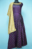 Picture of Full Length Wine and Beige Silk Neck Embroidery Work Gown Set with Designer Dupatta