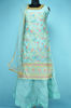 Picture of Full Length Sky Blue Chanderi Heavy Embroidery Work Skirt Style Gown Set