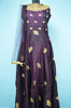 Picture of Full Length Maroon Bangle Neck Silk Embroidery Work Gown Set