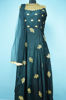 Picture of Full Length Dark Green Bangle Neck Silk Embroidery Work Gown Set
