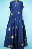 Picture of Full Length Navy Blue Bangle Neck Silk Embroidery Work Gown Set