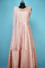 Picture of Full Length Peach Netted Neck Embroidery Work Gown Set 