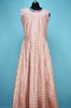 Picture of Full Length Peach Netted Neck Embroidery Work Gown Set 