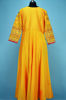 Picture of Full Length Mustard Yellow Silk Gown Set with Net Embroidery Neck and Designer Dupatta
