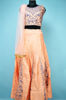 Picture of Peach with Embroidery Work 3 Piece Silk Crop Top Set