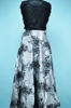 Picture of Floral Print Silver and Black Embroidery Work 3 Piece Satin Velvet Crop Top Set