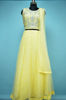 Picture of Lemon Yellow Heavy Embroidery Work 3 Piece Netted Crop Top Set