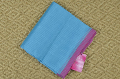 Picture of Sea Blue and Pink Plain Missing Checks Mangalagiri Silk Saree