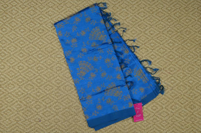 Picture of Blue Plain Printed Mangalagiri Silk Saree