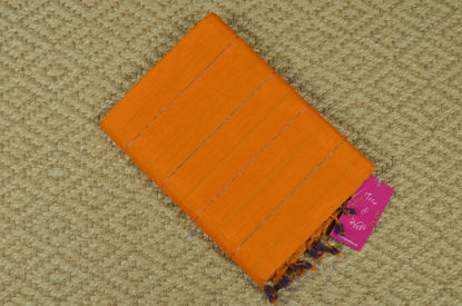Picture of Orange and Violet Zari Stripes Mangalagiri Silk Sarees