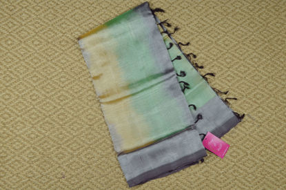 Picture of Multicolour and Snuff Ikkat Weave Plain Mangalgiri Silk Saree