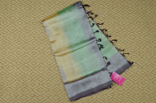 Picture of Multicolour and Snuff Ikkat Weave Plain Mangalgiri Silk Saree