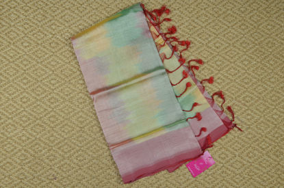 Picture of Multicolour and Red Ikkat Weave Plain Mangalgiri Silk Saree