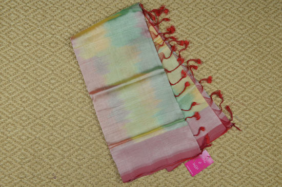 Picture of Multicolour and Red Ikkat Weave Plain Mangalgiri Silk Saree
