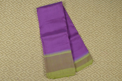 Picture of Magenta and Green Plain Mangalagiri Silk Saree with Temple Border