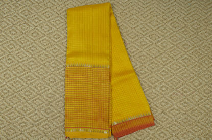 Picture of Yellow and Red Missing Checks Mangalagiri Silk Saree