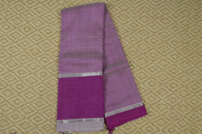 Picture of Dual Shade and Pink Missing Checks Mangalagiri Silk Saree