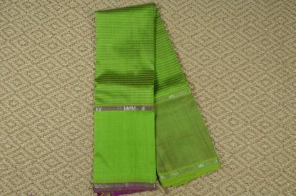 Picture of Parrot Green and Magenta Stripes Mangalagiri Silk Saree