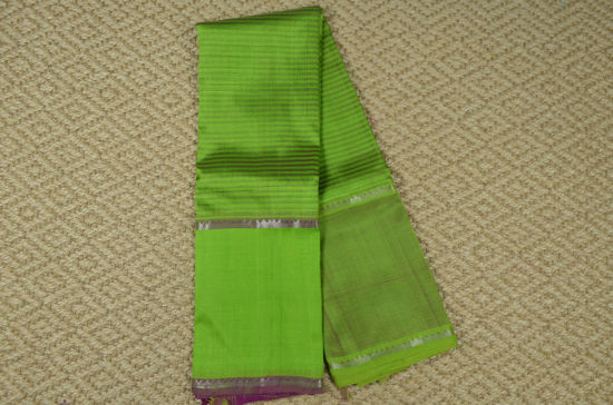 Picture of Parrot Green and Magenta Stripes Mangalagiri Silk Saree