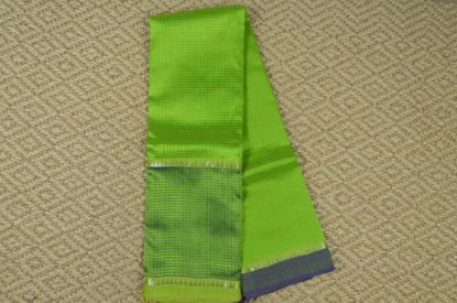 Picture of Parrot Green and Violet Missing Checks Mangalagiri Silk Saree