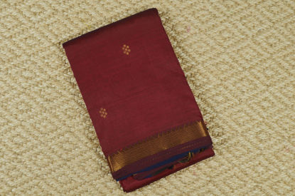 Picture of Maroon and Navy Blue Small Zari Border with Butta Mangalagiri Silk Saree