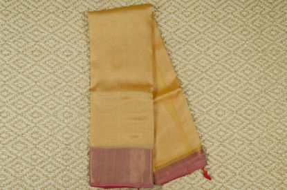 Picture of Cream and Red Plain Mangalagiri Silk Saree with Gold Zari Border