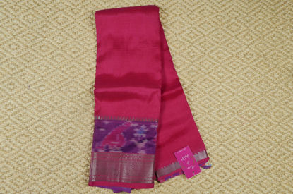 Picture of Pink and Blue Pochampally Border Mangalagiri Silk Saree 