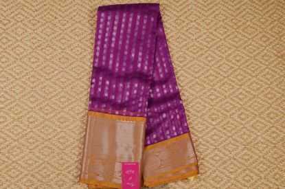Picture of Purple and Yellow Allover Dollar Butta Mangalagiri Silk Saree with Rich Pallu and Border