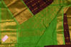 Picture of Dark Maroon and Parrot Green Mangalagiri Silk Saree with Gold Butta and Big Kanchi Border