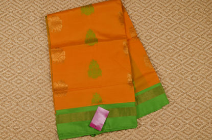 Picture of Yellow and Parrot Green Mangalagiri Silk Cotton Saree with Butta
