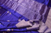 Picture of Dark Violet Chanderi Pure Silk Saree with Floral Silver Zari Butta and Border