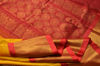 Picture of Yellow and Red Gold Zari Checks Mangalagiri Silk Saree with Rich Pallu
