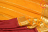 Picture of Maroon and Mango Yellow Pure Mysore Crepe Silk Saree with Plain Body and Zari Woven Border