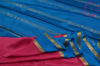 Picture of Pink and Anand Blue Pure Mysore Crepe Silk Saree with Plain Body and Zari Woven Border