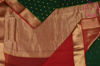 Picture of Bottle Green and Red Pure Georgette Saree with Allover Zari Butta and Rich Pallu